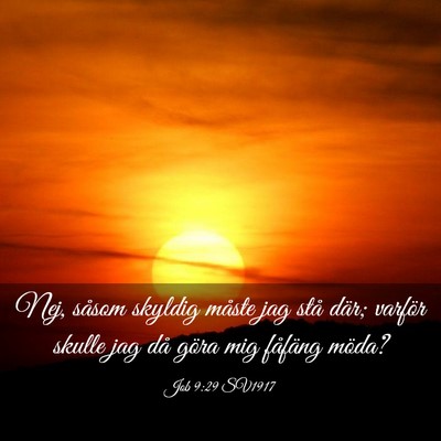 Picture 03 - Job 9:29 SV1917 - Nej, såsom skyldig måste jag stå där; varför - Bible Verse Picture