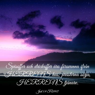 Picture 03 - Joel 1:9 SV1917 - Spisoffer och drickoffer äro försvunna ifrån - Bible Verse Picture