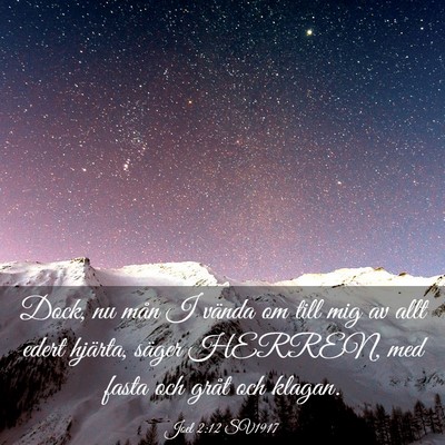 Picture 03 - Joel 2:12 SV1917 - Dock, nu mån I vända om till mig av allt edert - Bible Verse Picture