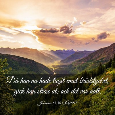 Picture 03 - Johannes 13:30 SV1917 - Då han nu hade tagit emot brödstycket, gick han - Bible Verse Picture