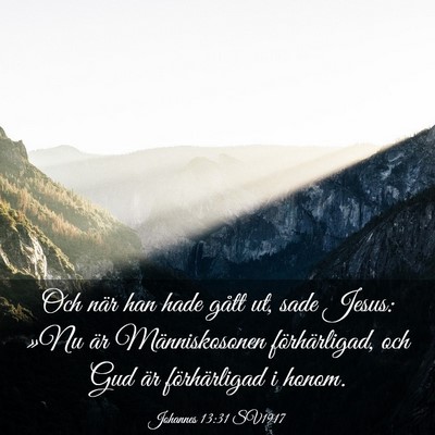 Picture 03 - Johannes 13:31 SV1917 - Och när han hade gått ut, sade Jesus: »Nu är - Bible Verse Picture