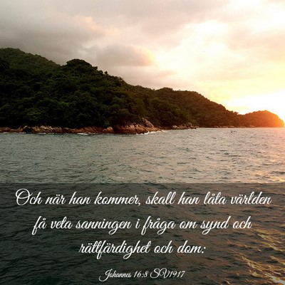 Picture 03 - Johannes 16:8 SV1917 - Och när han kommer, skall han låta världen få - Bible Verse Picture