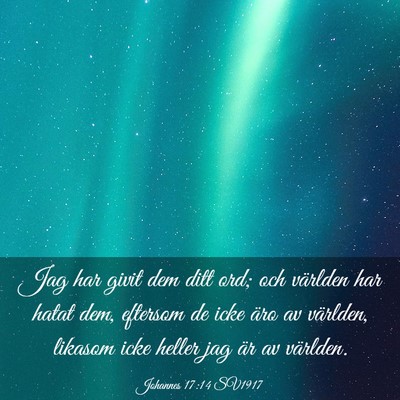 Picture 03 - Johannes 17:14 SV1917 - Jag har givit dem ditt ord; och världen har - Bible Verse Picture