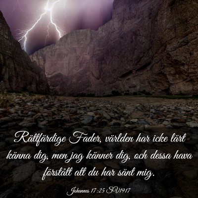 Picture 03 - Johannes 17:25 SV1917 - Rättfärdige Fader, världen har icke lärt - Bible Verse Picture