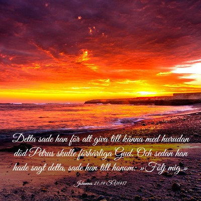 Picture 03 - Johannes 21:19 SV1917 - Detta sade han för att giva till känna med - Bible Verse Picture