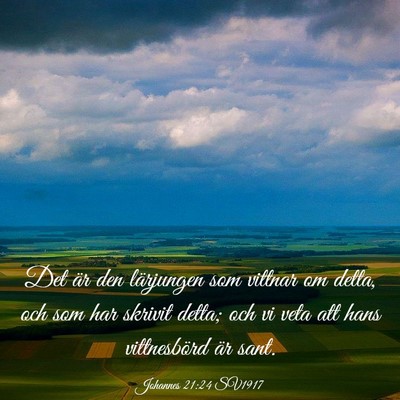 Picture 03 - Johannes 21:24 SV1917 - Det är den lärjungen som vittnar om detta, och - Bible Verse Picture