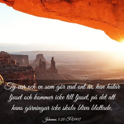 Picture 03 - Johannes 3:20 SV1917 - Ty var och en som gör vad ont är, han hatar - Bible Verse Picture