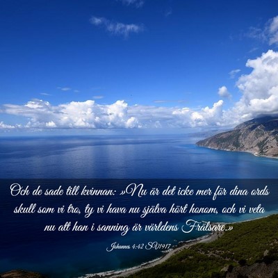 Picture 03 - Johannes 4:42 SV1917 - Och de sade till kvinnan: »Nu är det icke mer - Bible Verse Picture
