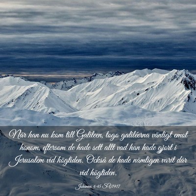 Picture 03 - Johannes 4:45 SV1917 - När han nu kom till Galileen, togo galiléerna - Bible Verse Picture