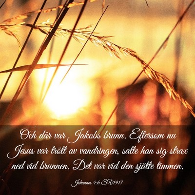 Picture 03 - Johannes 4:6 SV1917 - Och där var Jakobs brunn. Eftersom nu Jesus var - Bible Verse Picture