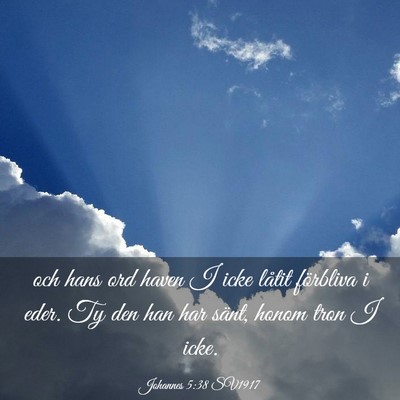 Picture 03 - Johannes 5:38 SV1917 - och hans ord haven I icke låtit förbliva i - Bible Verse Picture