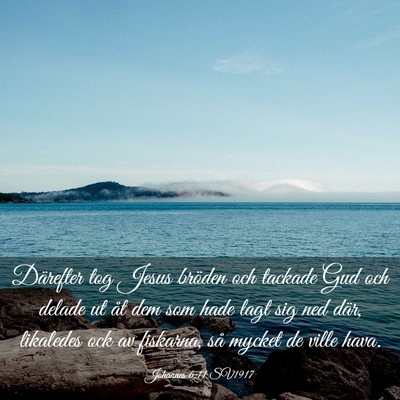 Picture 03 - Johannes 6:11 SV1917 - Därefter tog Jesus bröden och tackade Gud och - Bible Verse Picture