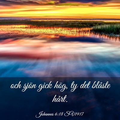 Picture 03 - Johannes 6:18 SV1917 - och sjön gick hög, ty det blåste - Bible Verse Picture