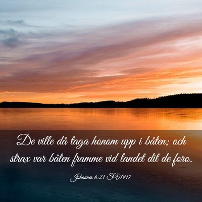 Picture 03 - Johannes 6:21 SV1917 - De ville då taga honom upp i båten; och strax - Bible Verse Picture