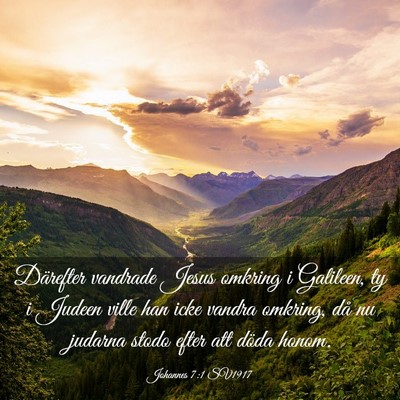 Picture 03 - Johannes 7:1 SV1917 - Därefter vandrade Jesus omkring i Galileen, ty i - Bible Verse Picture