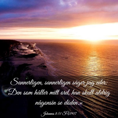 Picture 03 - Johannes 8:51 SV1917 - Sannerligen, sannerligen säger jag eder: Den som - Bible Verse Picture
