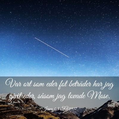 Picture 03 - Josua 1:3 SV1917 - Var ort som eder fot beträder har jag givit - Bible Verse Picture