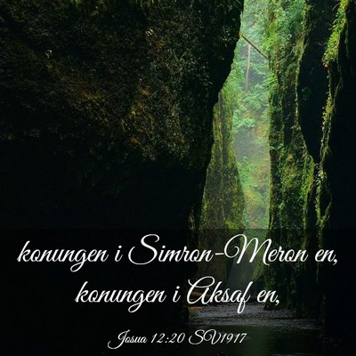Picture 03 - Josua 12:20 SV1917 - konungen i Simron-Meron en, konungen i Aksaf - Bible Verse Picture