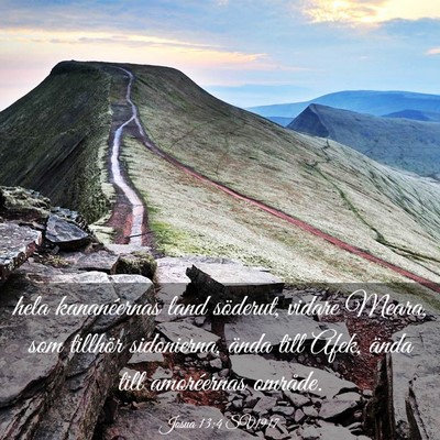 Picture 03 - Josua 13:4 SV1917 - hela kananéernas land söderut, vidare Meara, - Bible Verse Picture