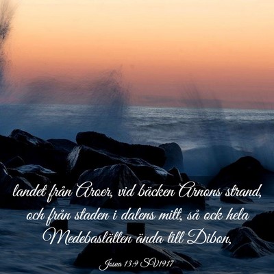 Picture 03 - Josua 13:9 SV1917 - landet från Aroer, vid bäcken Arnons strand, - Bible Verse Picture