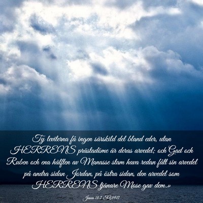 Picture 03 - Josua 18:7 SV1917 - Ty leviterna få ingen särskild del bland eder, - Bible Verse Picture