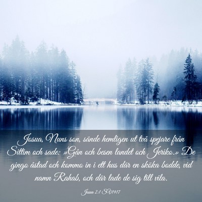 Picture 03 - Josua 2:1 SV1917 - Josua, Nuns son, sände hemligen ut två spejare - Bible Verse Picture