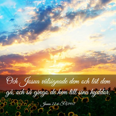 Picture 03 - Josua 22:6 SV1917 - Och Josua välsignade dem och lät dem gå, och - Bible Verse Picture