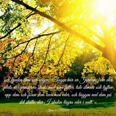 Picture 03 - Josua 4:3 SV1917 - och bjuden dem och sägen: 'Tagen här ur Jordan, - Bible Verse Picture