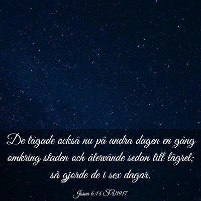 Picture 03 - Josua 6:14 SV1917 - De tågade också nu på andra dagen en gång - Bible Verse Picture
