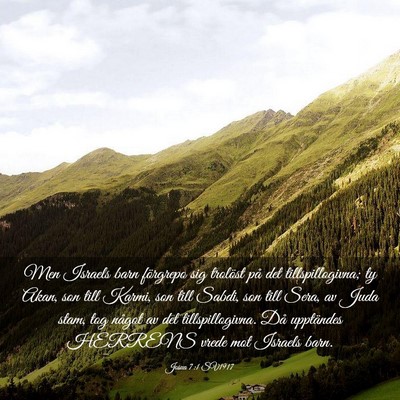 Picture 03 - Josua 7:1 SV1917 - Men Israels barn förgrepo sig trolöst på det - Bible Verse Picture