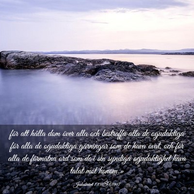 Picture 03 - Judasbrevet 1:15 SV1917 - för att hålla dom över alla och bestraffa alla - Bible Verse Picture