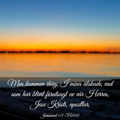 Picture 03 - Judasbrevet 1:17 SV1917 - Men kommen ihåg, I mina älskade, vad som har - Bible Verse Picture