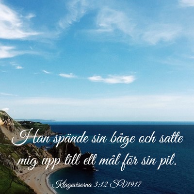 Picture 03 - Klagovisorna 3:12 SV1917 - Han spände sin båge och satte mig upp till ett - Bible Verse Picture