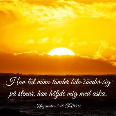 Picture 03 - Klagovisorna 3:16 SV1917 - Han lät mina tänder bita sönder sig på - Bible Verse Picture