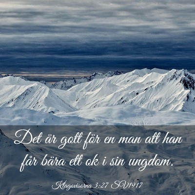 Picture 03 - Klagovisorna 3:27 SV1917 - Det är gott för en man att han får bära ett - Bible Verse Picture