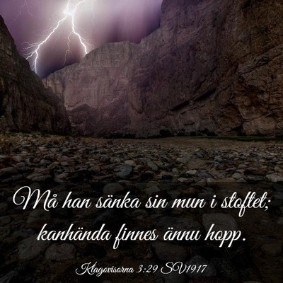 Picture 03 - Klagovisorna 3:29 SV1917 - Må han sänka sin mun i stoftet; kanhända - Bible Verse Picture