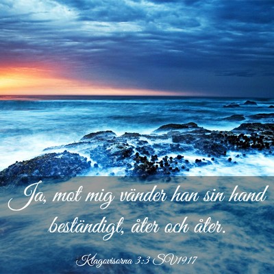Picture 03 - Klagovisorna 3:3 SV1917 - Ja, mot mig vänder han sin hand beständigt, - Bible Verse Picture