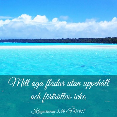 Picture 03 - Klagovisorna 3:49 SV1917 - Mitt öga flödar utan uppehåll och förtröttas - Bible Verse Picture