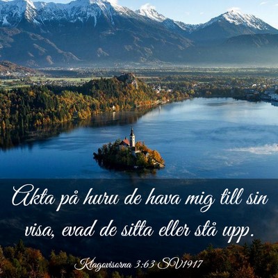 Picture 03 - Klagovisorna 3:63 SV1917 - Akta på huru de hava mig till sin visa, evad de - Bible Verse Picture