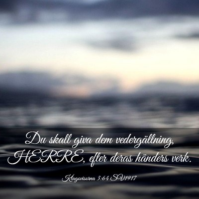 Picture 03 - Klagovisorna 3:64 SV1917 - Du skall giva dem vedergällning, HERRE, efter - Bible Verse Picture