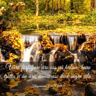 Picture 03 - Klagovisorna 5:5 SV1917 - Våra förföljare äro oss på halsen; huru - Bible Verse Picture