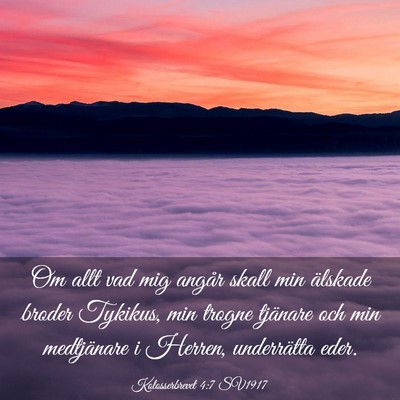 Picture 03 - Kolosserbrevet 4:7 SV1917 - Om allt vad mig angår skall min älskade broder - Bible Verse Picture