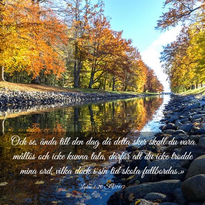 Picture 03 - Lukas 1:20 SV1917 - Och se, ända till den dag då detta sker skall - Bible Verse Picture