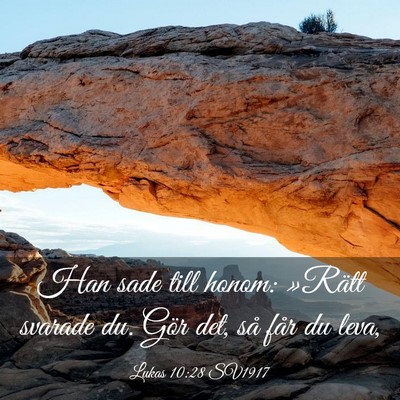 Picture 03 - Lukas 10:28 SV1917 - Han sade till honom: »Rätt svarade du. Gör - Bible Verse Picture