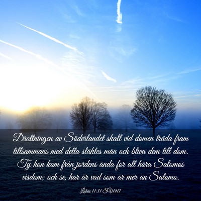 Picture 03 - Lukas 11:31 SV1917 - Drottningen av Söderlandet skall vid domen - Bible Verse Picture