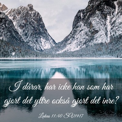 Picture 03 - Lukas 11:40 SV1917 - I dårar, har icke han som har gjort det yttre - Bible Verse Picture