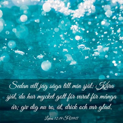 Picture 03 - Lukas 12:19 SV1917 - Sedan vill jag säga till min själ: Kära själ, - Bible Verse Picture