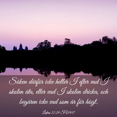 Picture 03 - Lukas 12:29 SV1917 - Söken därför icke heller I efter vad I skolen - Bible Verse Picture