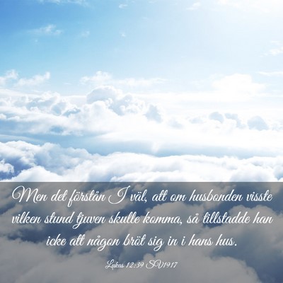 Picture 03 - Lukas 12:39 SV1917 - Men det förstån I väl, att om husbonden visste - Bible Verse Picture