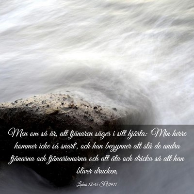 Picture 03 - Lukas 12:45 SV1917 - Men om så är, att tjänaren säger i sitt - Bible Verse Picture